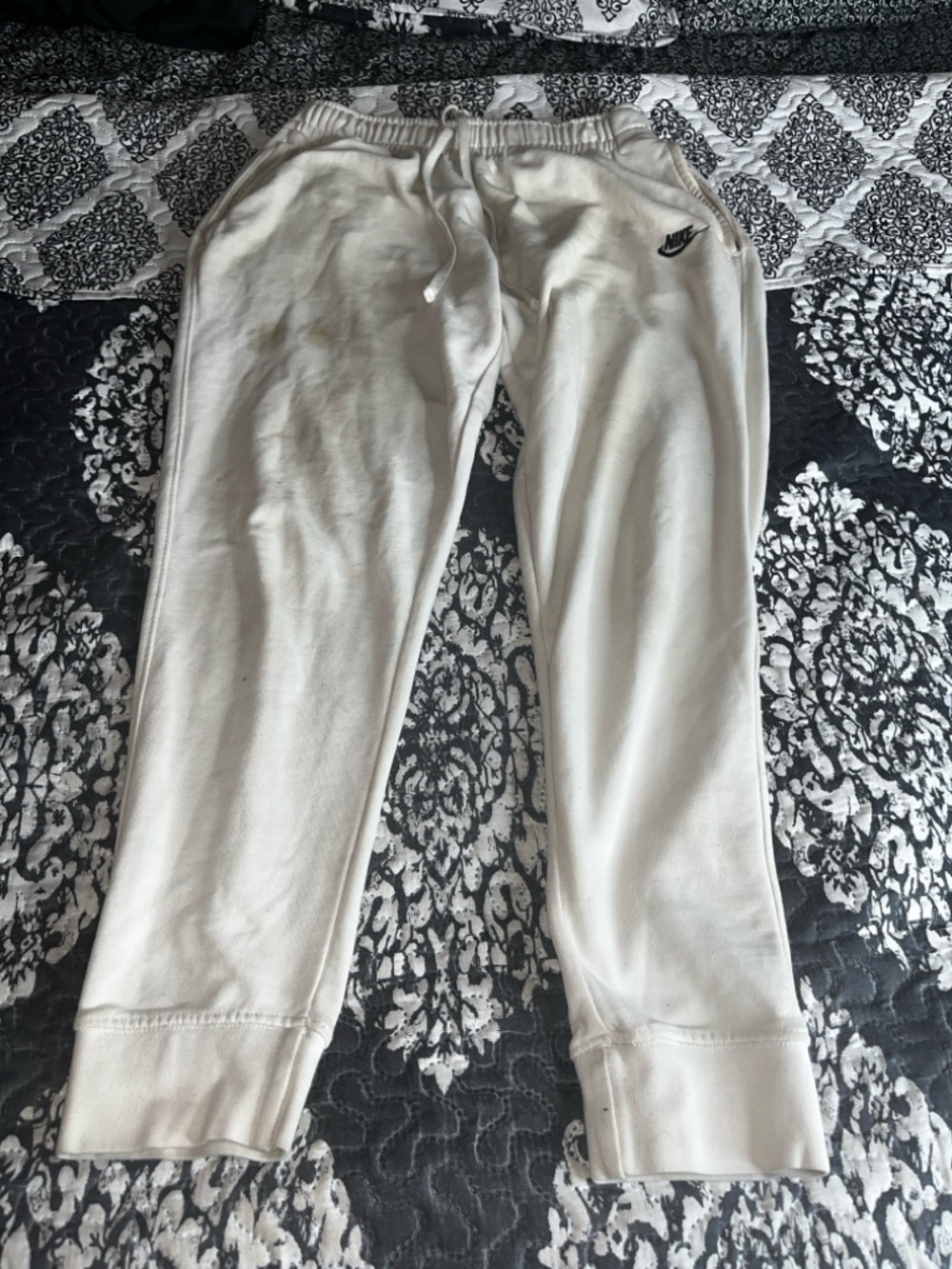 Nike Cream/White Jogger Sweatpants with Black Swoosh Tag